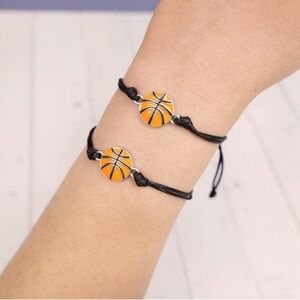 NEW - adjustable basketball bracelet, basketball gift Charm Black Cord Bracelets